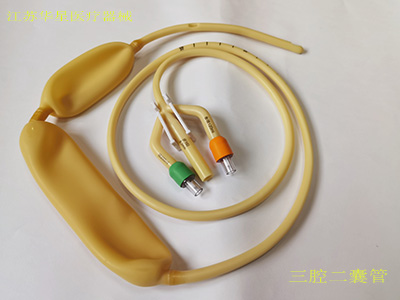 三腔双囊胃管的三个腔，堵塞后该如何疏通？